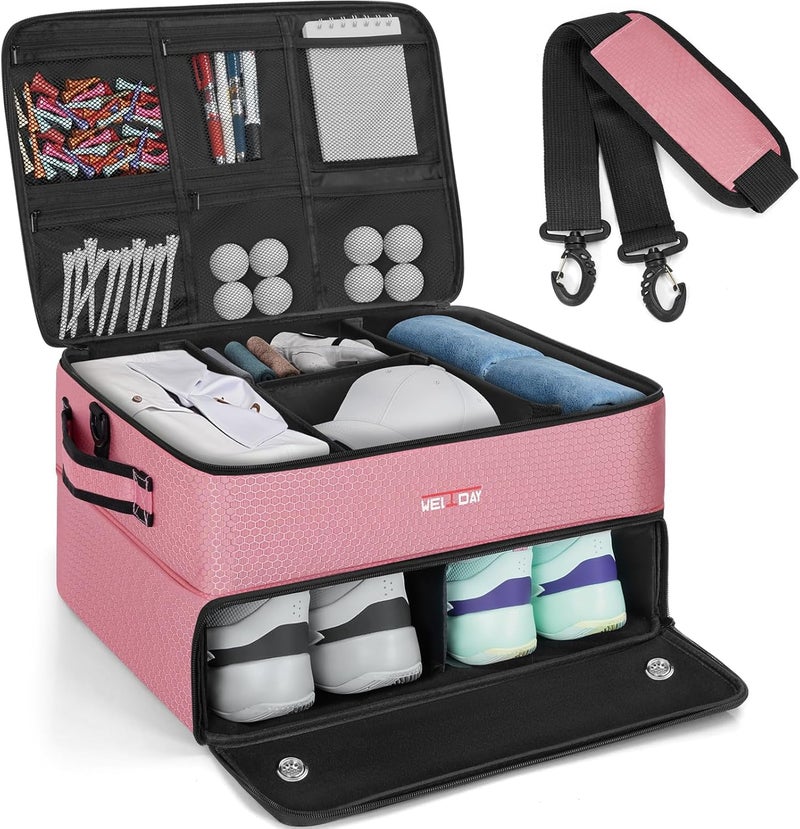 ANILD Golf Trunk Organizer, 2 Layer Golf Storage Case with Separate Ventilated Compartment for 2 Pair Shoes, for Balls, Tees, Clothes, Gloves, Accessories, Golfer Gifts - Image 1